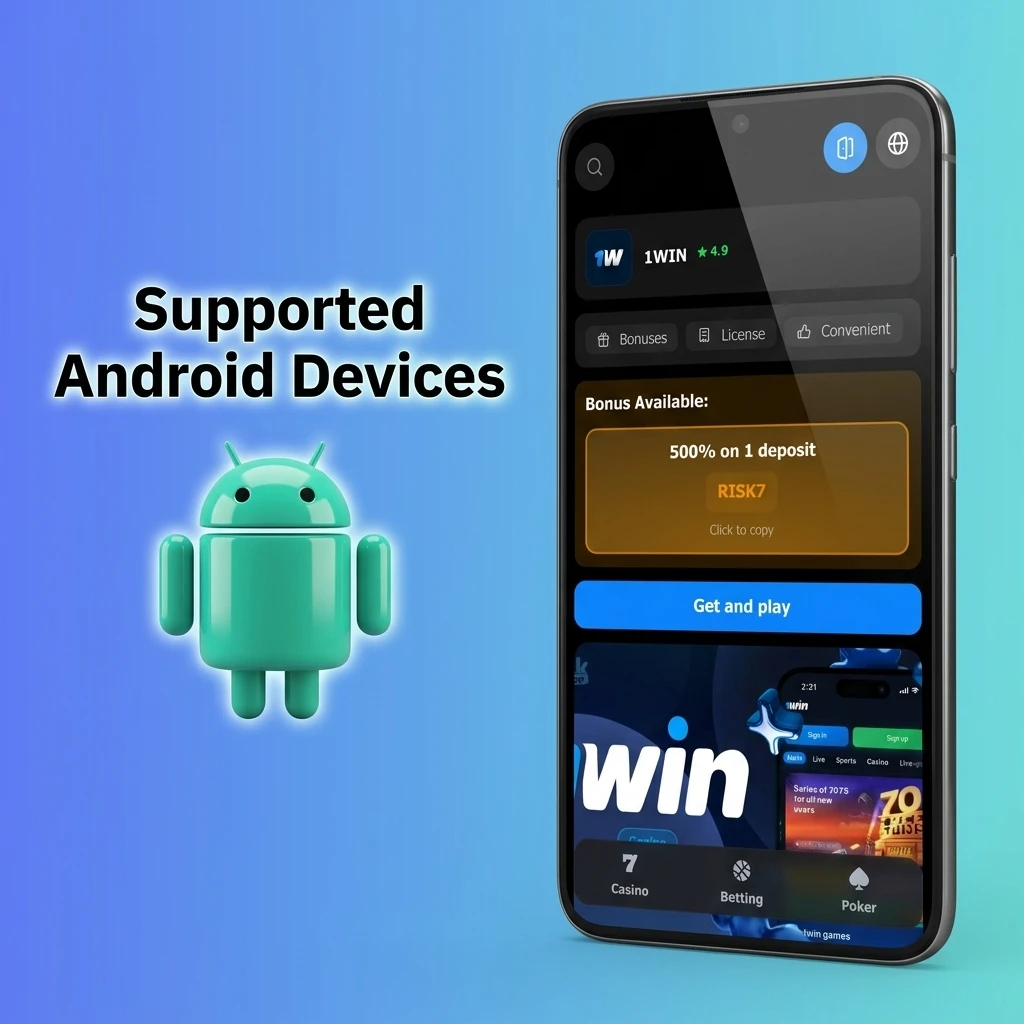 Table of 10 supported Android devices for 1win app across budget, mid-range, and flagship segments from 2020 to 2024