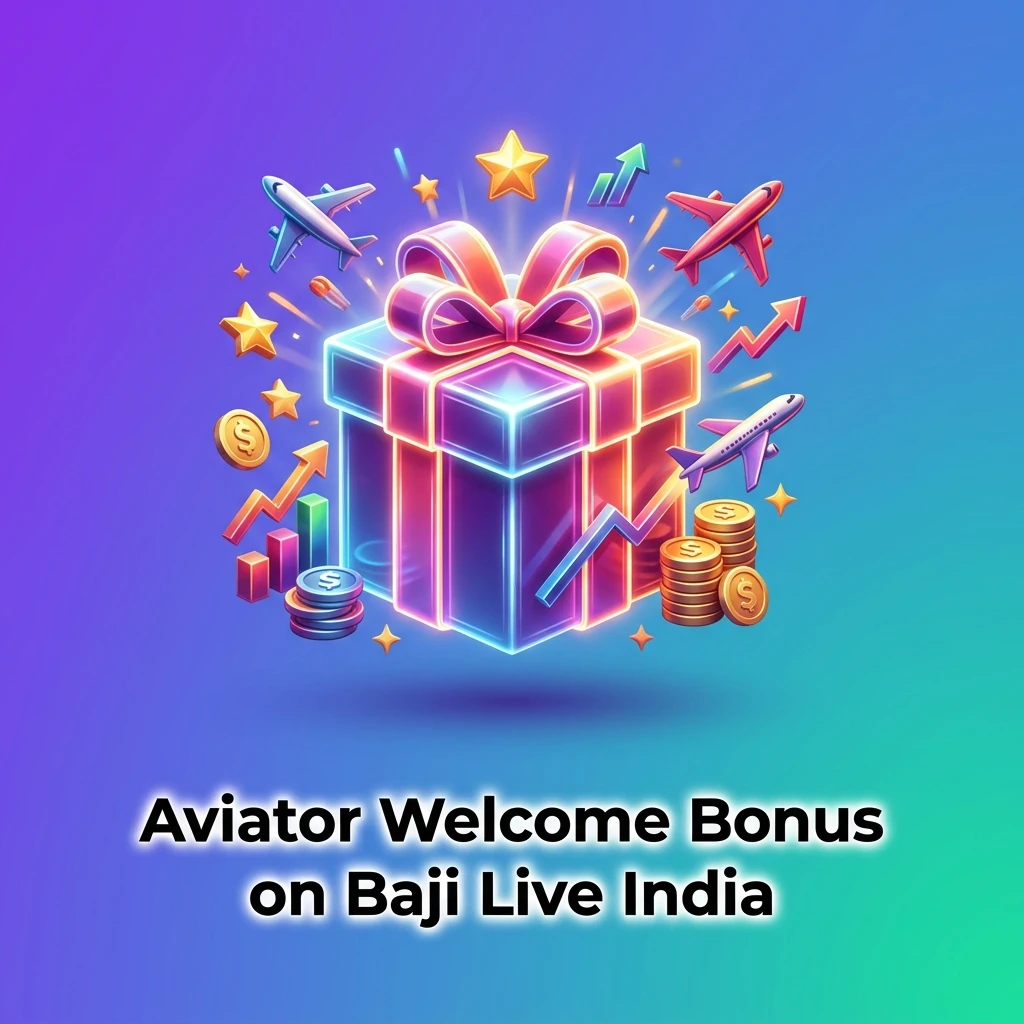 Baji Live welcome bonus for Aviator players in India showing 100% deposit match up to INR 500 minimum deposit offer