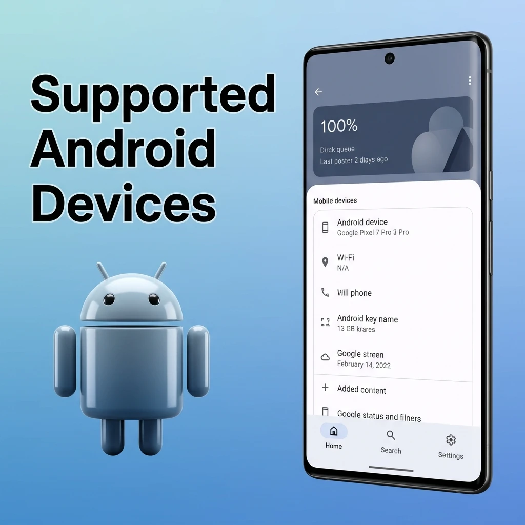 Chart showing supported Android devices across budget, mid-range, and flagship tiers from Redmi, Samsung, Realme, Poco, and OnePlus