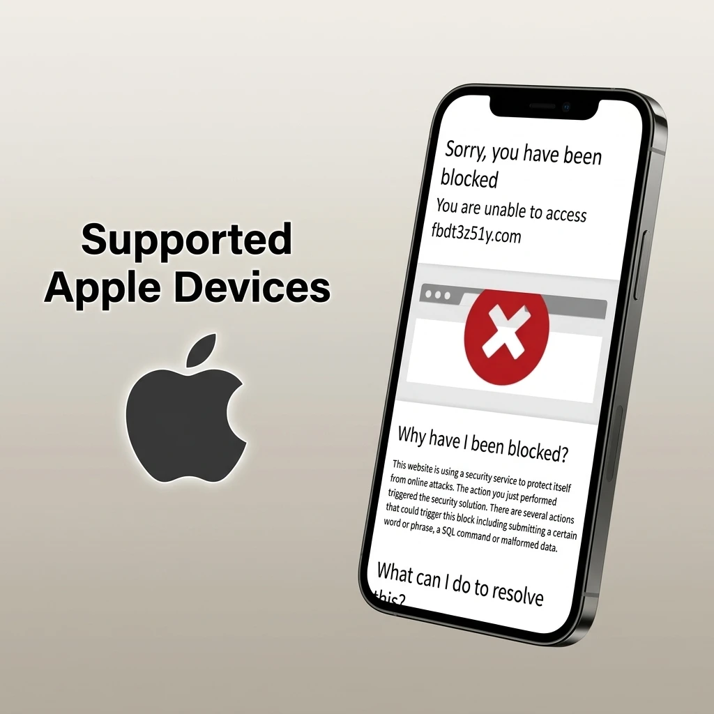 Supported Apple devices list showing 10 iPhones and iPads compatible with iOS 12 or later