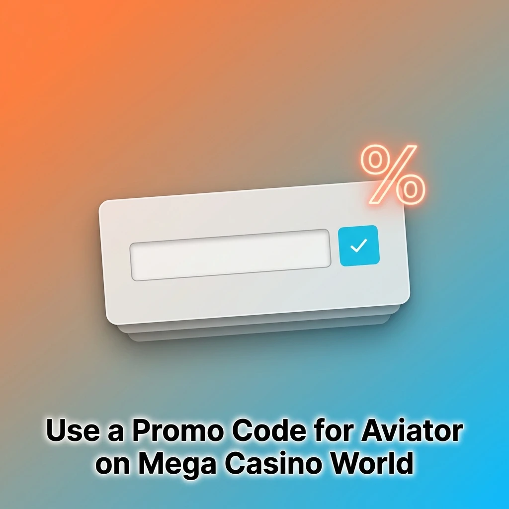 Entering a promo code for Aviator on Mega Casino World during registration or via the Promotions section in the app